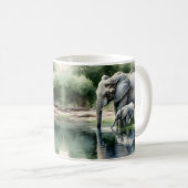 Aquarellillustration von Mama und Baby Elephant Kaffeetasse (VorderseiteRechts)