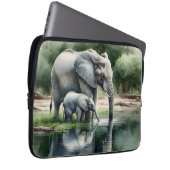 Aquarellillustration von Mama und Baby Elephant Laptopschutzhülle (Vorne Rechts)