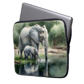 Aquarellillustration von Mama und Baby Elephant Laptopschutzhülle (Vorderseite Links)