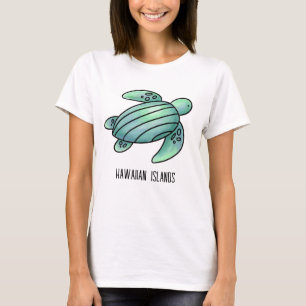 Aquarellinseln Meeresschildkröte Blau T-Shirt