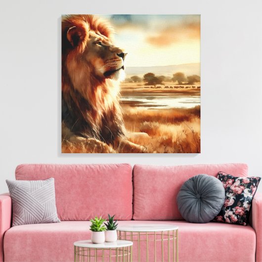 Aquarellion auf der Savannah Leinwanddruck (Insitu (Wohnzimmer))
