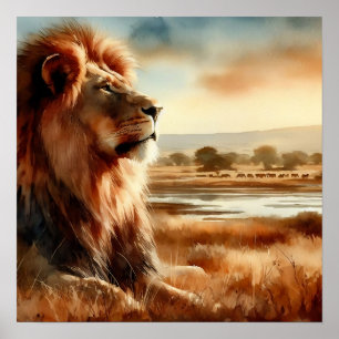 Aquarellion auf der Savannah Poster