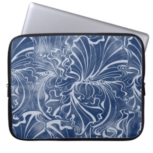 Aquarelliren: Indigostil im Vintagen Nouveau Laptopschutzhülle