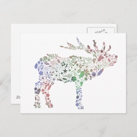 Aquarellirsch Postkarte (Vorne/Hinten)