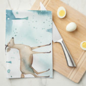 Aquarellirsche im Winterwald Weihnachten Geschirrtuch (Viertel Falte)