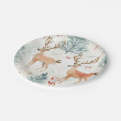 Aquarellirsche im Winterwald Weihnachten Pappteller (Schrägansicht)