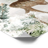 Aquarellirsche im Winterwald Weihnachten Poster (Ecke)