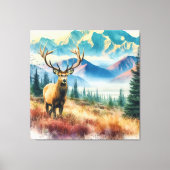 Aquarellirsche mit Antlern Leinwanddruck (Vorderseite)