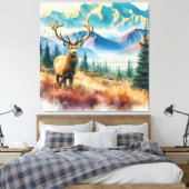 Aquarellirsche mit Antlern Leinwanddruck (Insitu (Schlafzimmer))