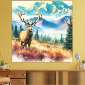 Aquarellirsche mit Antlern Leinwanddruck (Insitu (Wohnzimmer))