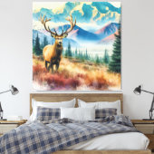 Aquarellirsche mit Antlern Leinwanddruck (Insitu (Schlafzimmer))