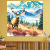 Aquarellirsche mit Antlern Leinwanddruck (Insitu (Wohnzimmer))