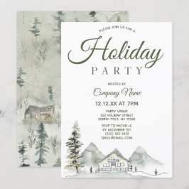 Aquarellkabine Firmenfeierliches Weihnachtsfest Pa Einladung