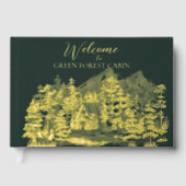 Aquarellkabine im Grünen Forest Gold Foil Gästebuch (Vorderseite)