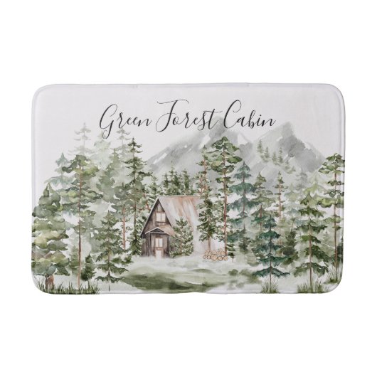 Aquarellkabine im grünen Pinienwald Badematte (Vorderseite)