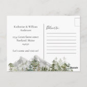 Aquarellkabine im grünen Pinienwald, den wir umgez Postkarte (Rückseite)