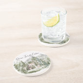 Aquarellkabine im grünen Pinienwald Getränkeuntersetzer (Seite)