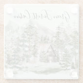 Aquarellkabine im grünen Pinienwald Glasuntersetzer (Rückseite)