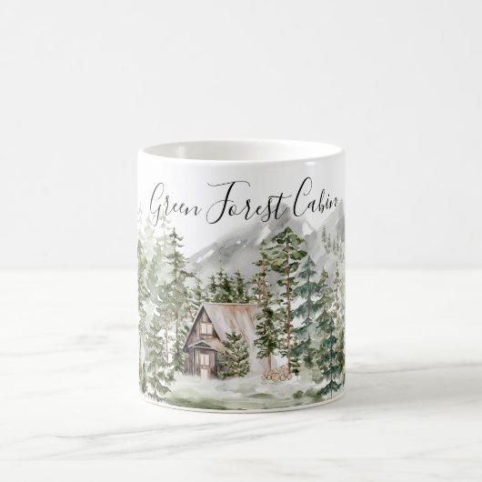 Aquarellkabine im grünen Pinienwald Kaffeetasse (Mittel)