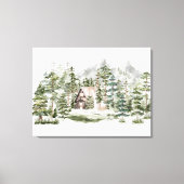 Aquarellkabine im grünen Pinienwald Leinwanddruck (Vorderseite)