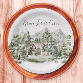 Aquarellkabine im grünen Pinienwald Pappteller