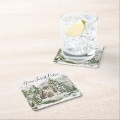 Aquarellkabine im grünen Pinienwald Rechteckiger Pappuntersetzer (Vor Ort)