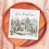 Aquarellkabine im grünen Pinienwald Serviette