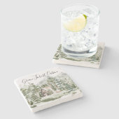 Aquarellkabine im grünen Pinienwald Steinuntersetzer (Seitenansicht)