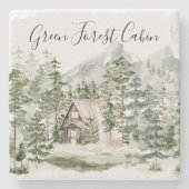 Aquarellkabine im grünen Pinienwald Steinuntersetzer (Vorderseite)