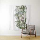 Aquarellkabine im grünen Pinienwald Wandteppich (Beispiel)