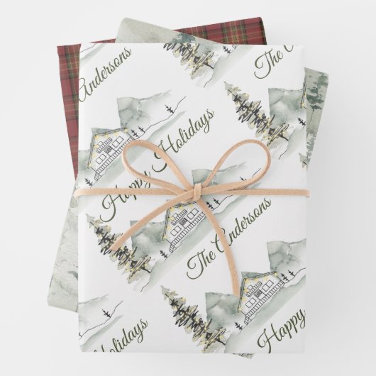 Aquarellkabine Urlaub Kariert Geschenkpapier Set (Beispiel)