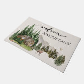Aquarellkabine Zuhause Familienwald Fußmatte (Schrägansicht)