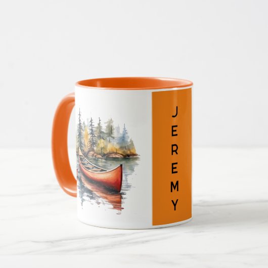 Aquarellkajak auf dem Orangensee, zwei Töne Tasse (Vorderseite Links)