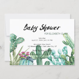 Aquarellkaktus & Babydusche Einladung