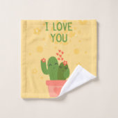 Aquarellkaktus Badhandtuch Set (Waschlappen)