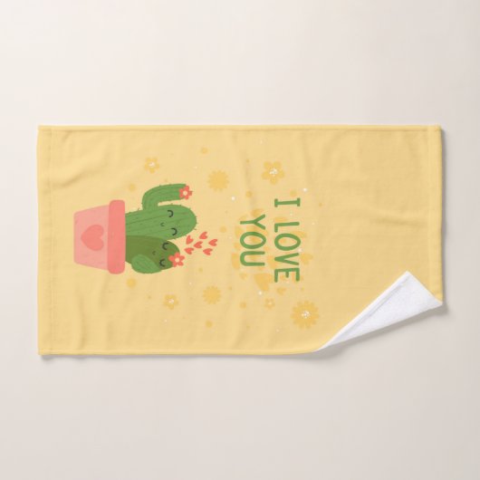 Aquarellkaktus Badhandtuch Set (Handtuch)