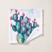 Aquarellkaktus Badhandtuch Set (Waschlappen)