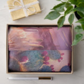 Aquarellkaktus Blume Wüste Sonnenuntergang Decoupa Seidenpapier (Geschenk)