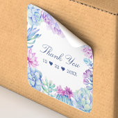 Aquarellkaktus Blumenkaktus Vielen Dank Quadratischer Aufkleber