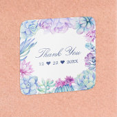 Aquarellkaktus Blumenkaktus Vielen Dank Quadratischer Aufkleber