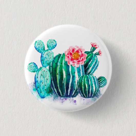 Aquarellkaktus Button (Vorderseite)