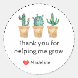 Aquarellkaktus danken Ihnen, dass Sie mir beim Wac Runder Aufkleber
