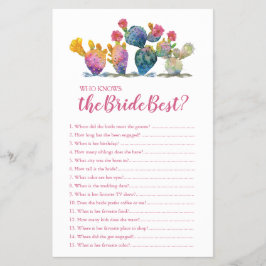 Aquarellkaktus, die das beste Spiel der Braut kenn Flyer