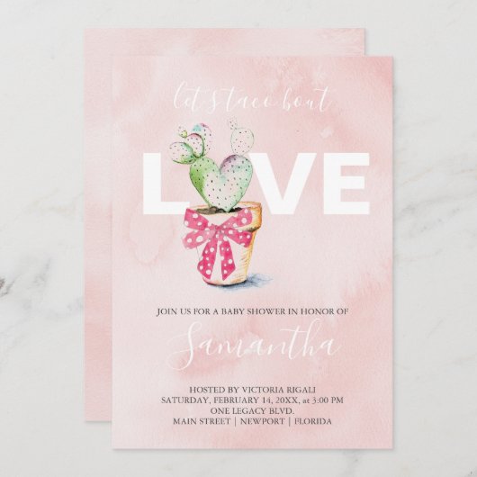 Aquarellkaktus Galantine Babydusche (Vorne/Hinten)