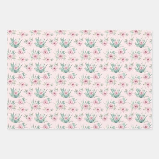 Aquarellkaktus Geschenkpapier Set (Vorderseite)