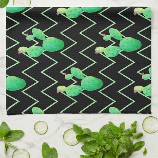 Aquarellkaktus Geschirrtuch (Gefaltet)