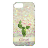 Aquarellkaktus Glittery Bokeh - Personalisiert Case-Mate iPhone Hülle (Rückseite)