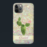 Aquarellkaktus, Glitzer Bokeh - Personalisiert Case-Mate iPhone Hülle<br><div class="desc">Aquarellkaktus und Goldkonfetti auf glitschigem Bukahintergrund und Ihrem Namen.</div>