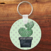 Aquarellkaktus in Pflanze Pot Gemustert Schlüsselanhänger (Rückseite)