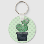 Aquarellkaktus in Pflanze Pot Gemustert Schlüsselanhänger (Rückseite)